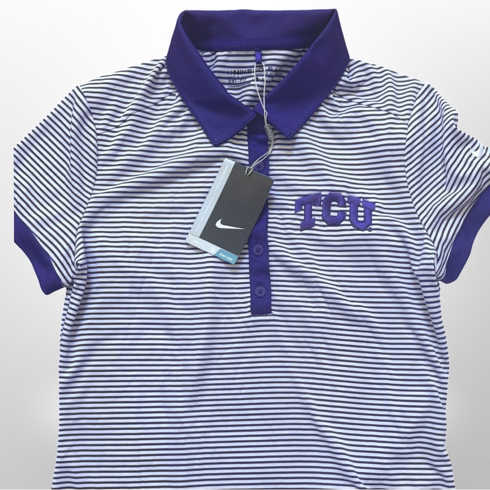 Nike Women's TCU Polo White & Purple Stripes - Fits XS